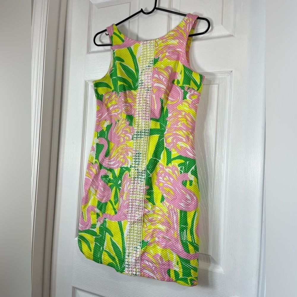 Lilly Pulitzer Pink Green Yellow Fan Dance Shift Dress Size 2 - Picture 8 of 8
